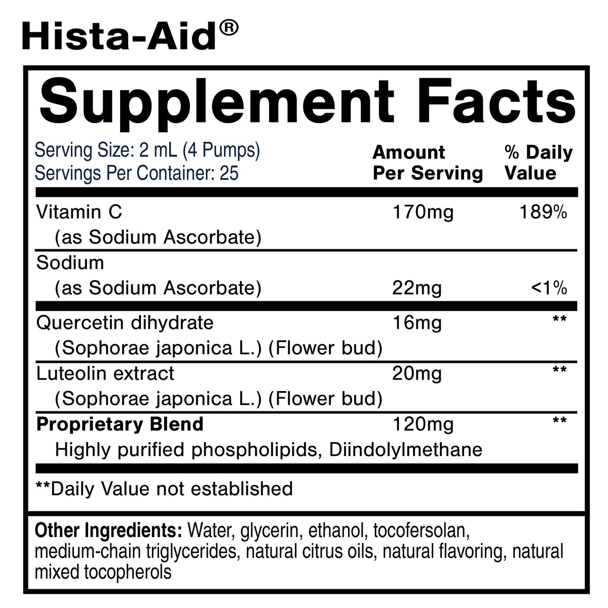Quicksilver Scientific Hista-Aid® supplement facts