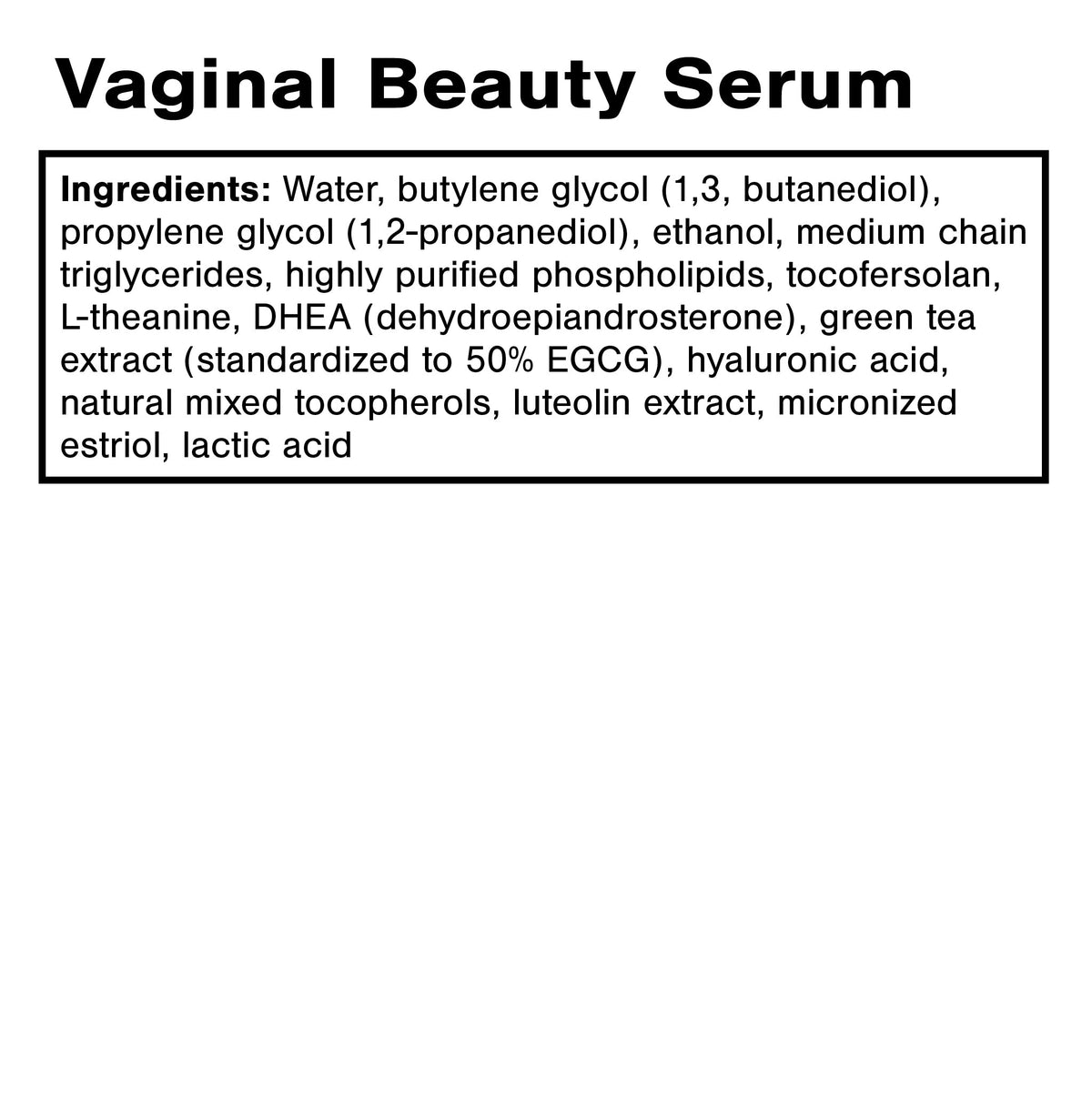 Quicksilver Scientific Vaginal Beauty Serum supplement facts