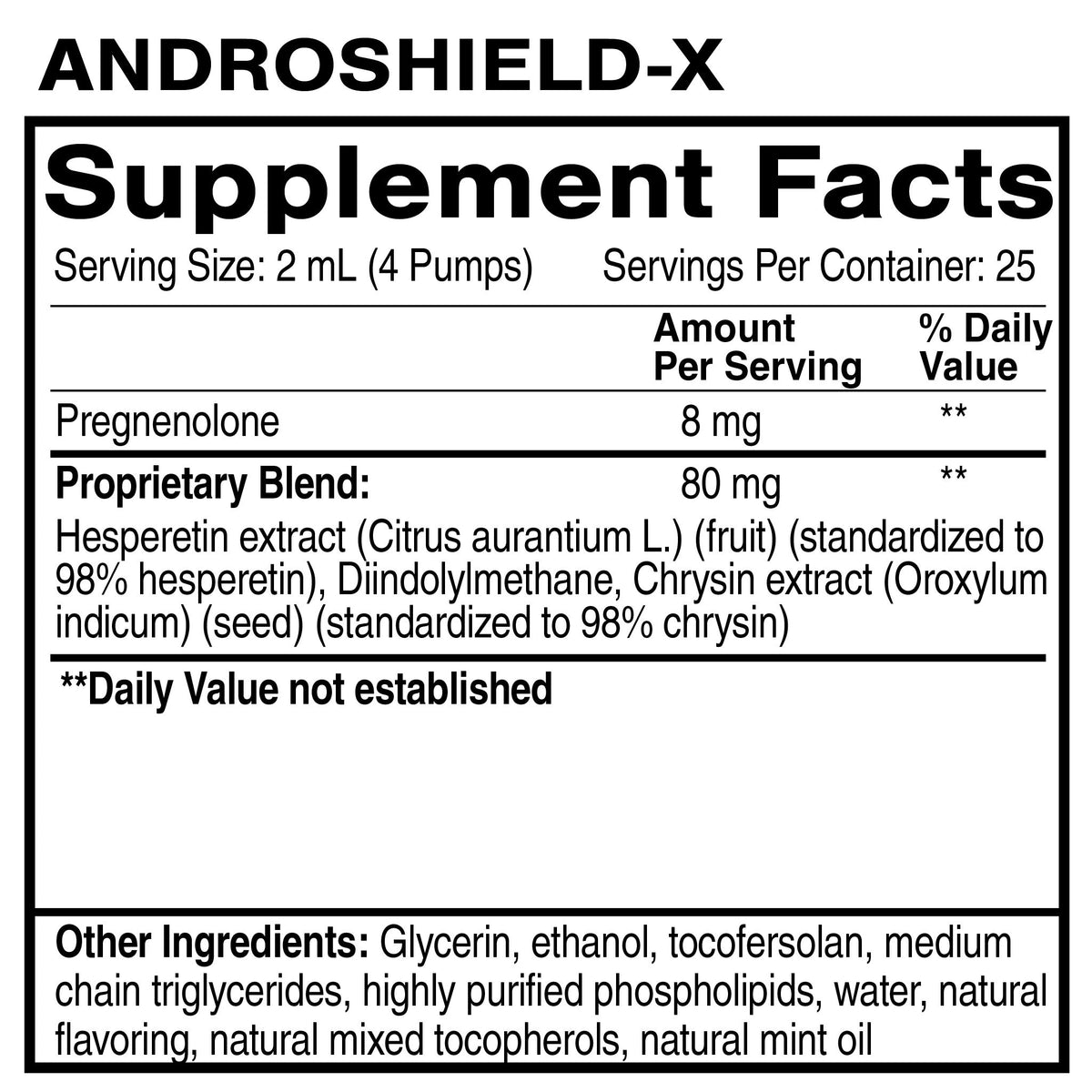 Quicksilver Scientific AndroShield-X supplement facts