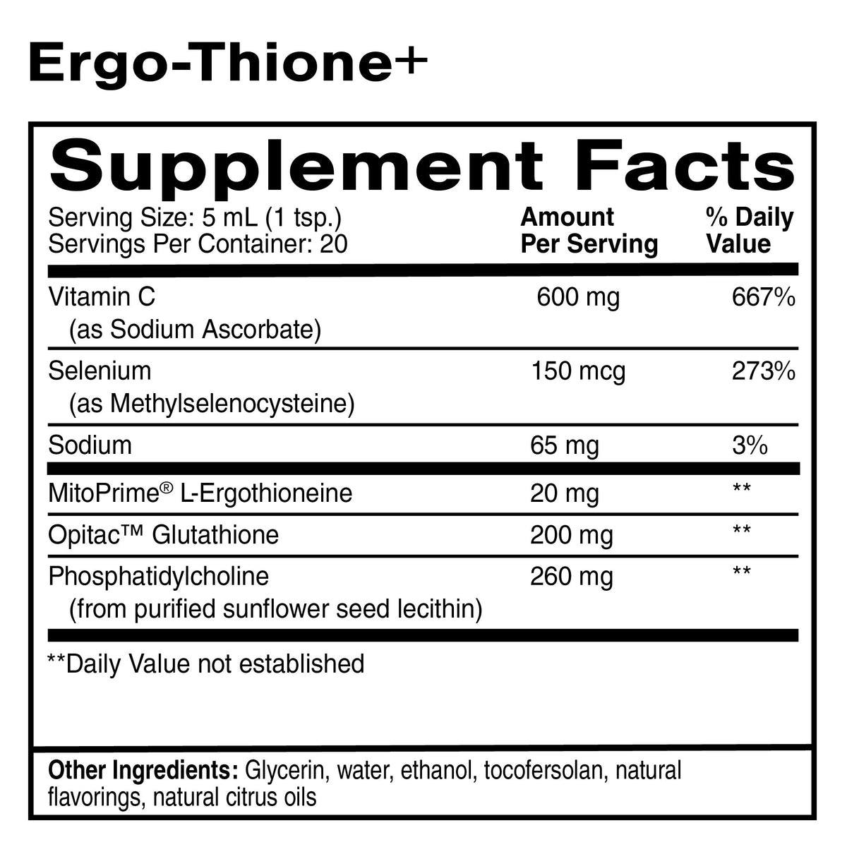 Quicksilver Scientific Ergo-Thione+ supplement facts